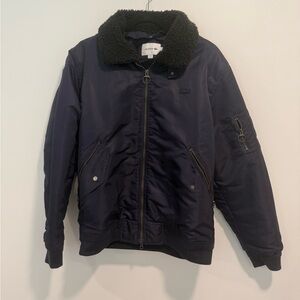 Lacoste Navy Jacket with Black Sherpa Collar